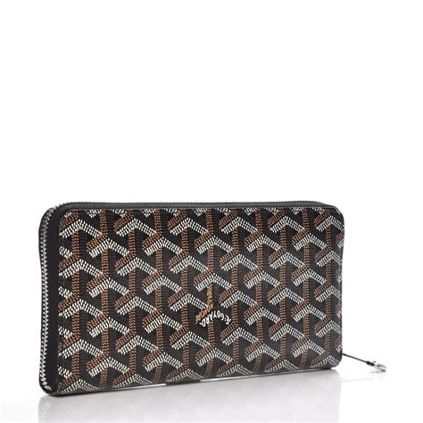 goyard matignon wallet goyardine zip-around black tan|Goyard Black Matignon Zip Around Wallet GM.